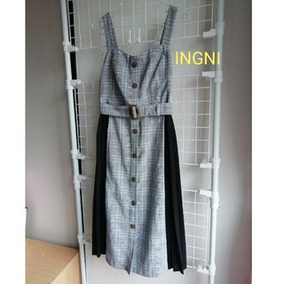 イング(INGNI)のINGNI/チェックワンピース(グレー)(ひざ丈ワンピース)