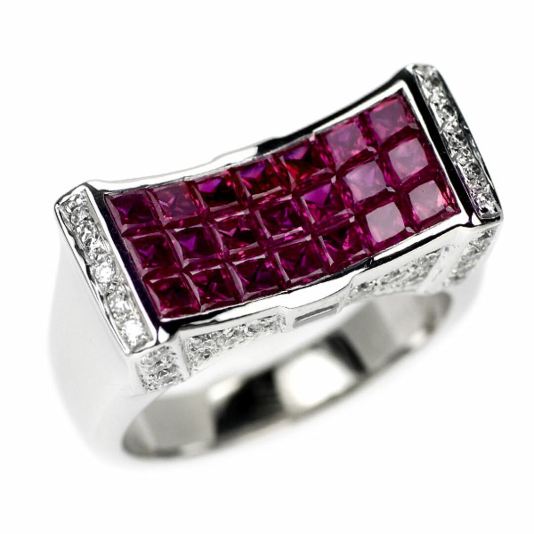 K18WG ピンクサファイア ダイヤモンド リング 2.09ct D0.39ct