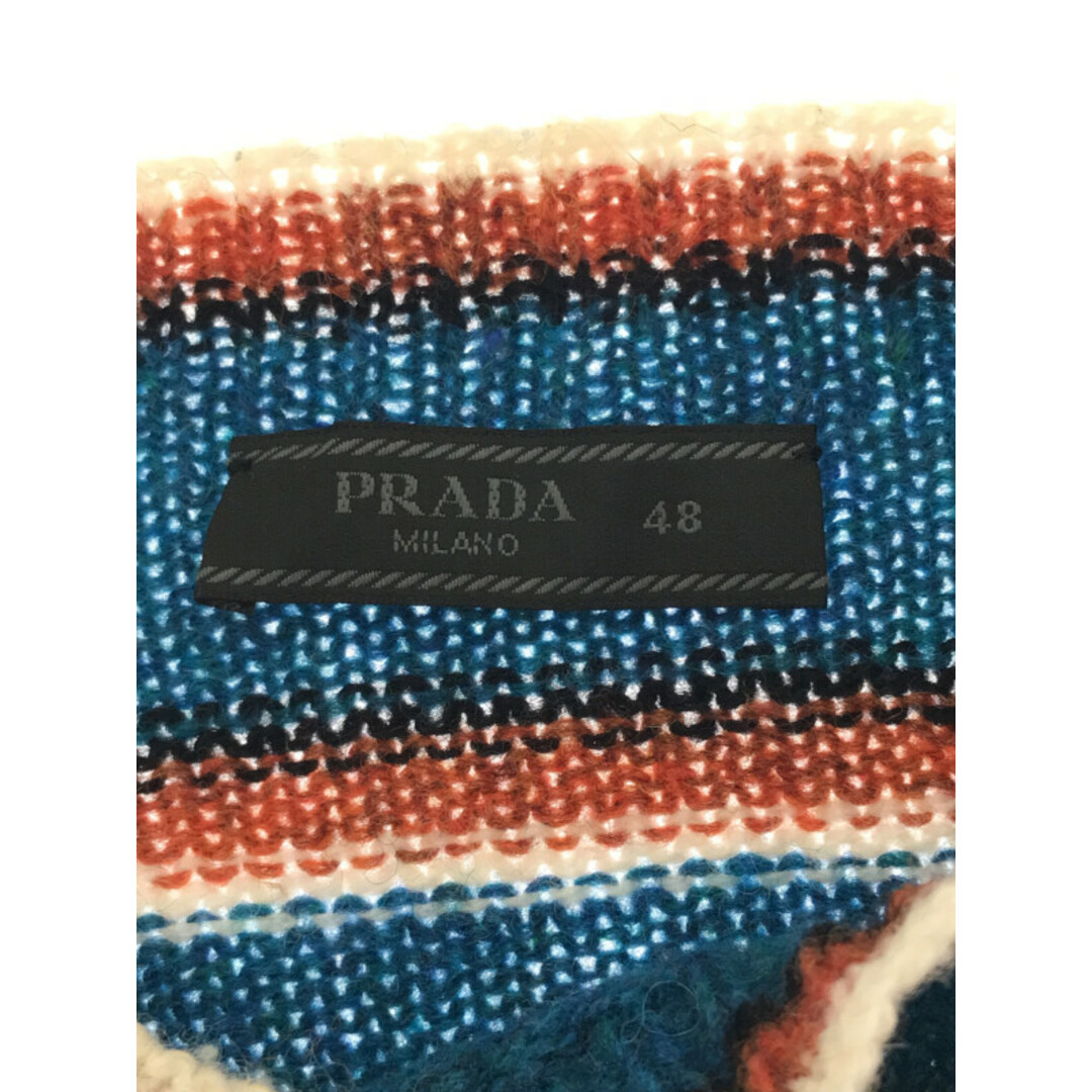 PRADA - PRADA プラダ ボートネックボーダーニットセーター ブルー 48