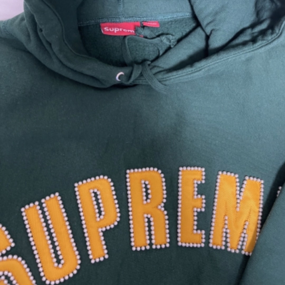 【L】SUPREME Pearl Logo Hooded プルオーバー グリーン