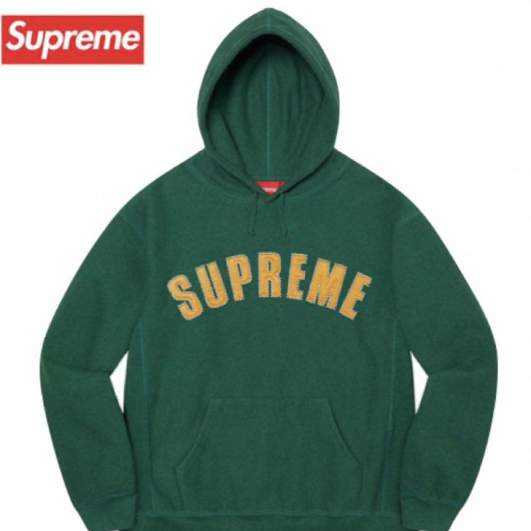 【L】SUPREME Pearl Logo Hooded プルオーバー グリーン