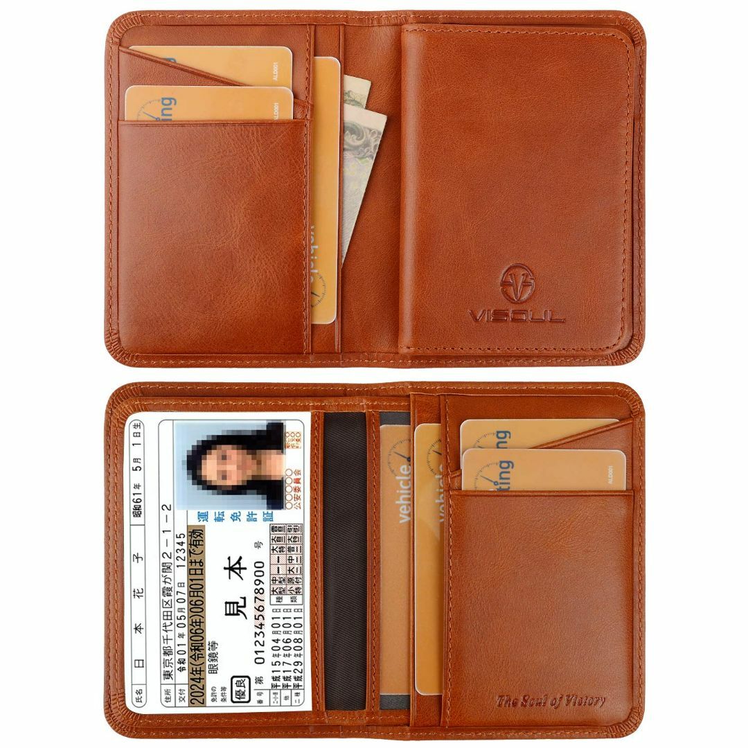 【色: オレンジ】[VISOUL] 二つ折り免許証 ケース カードケース 免許証 2