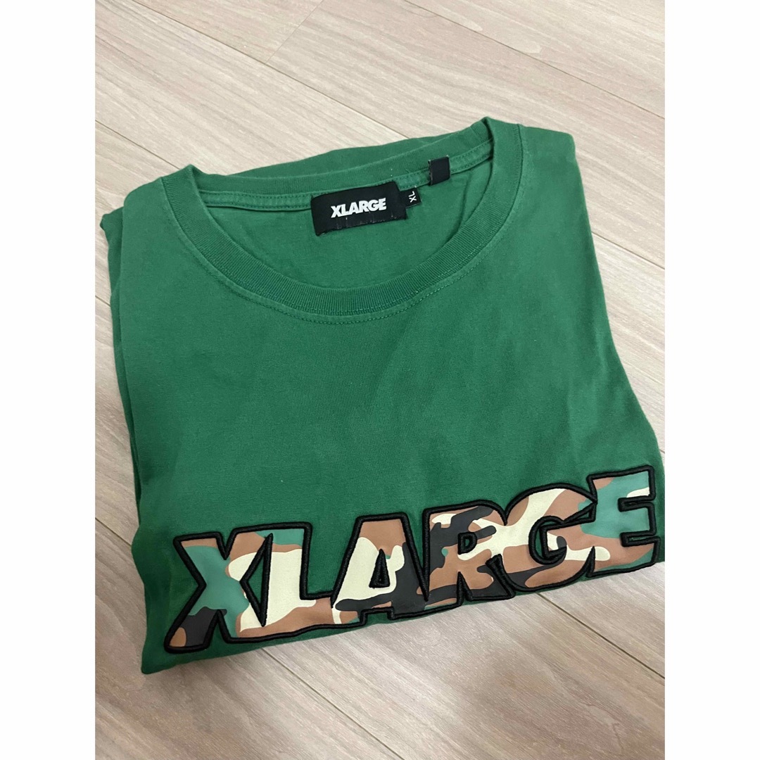 XLARGE トップス ロンＴ グリーン 緑 ロゴ プリント 刺繍 長袖