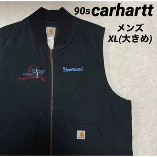 90s carhartt ダックベスト 企業ロゴ刺繍 メンズ XL(大きめ) Yahoo ...