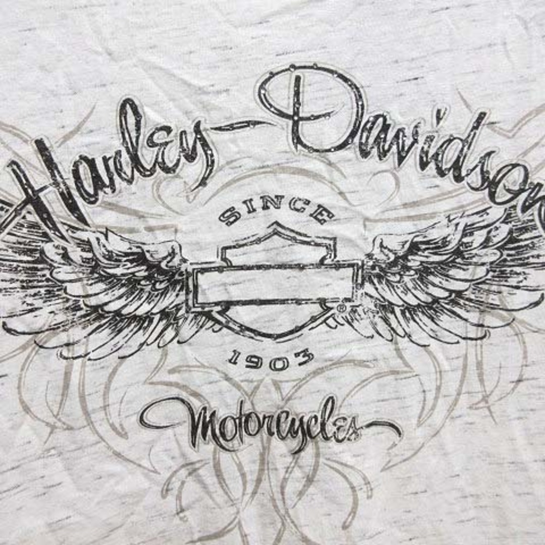 Harley Davidson(ハーレーダビッドソン)のハーレーダビッドソン レース袖 切替え ラグラン Tシャツ 五分袖 S 白 レディースのトップス(その他)の商品写真
