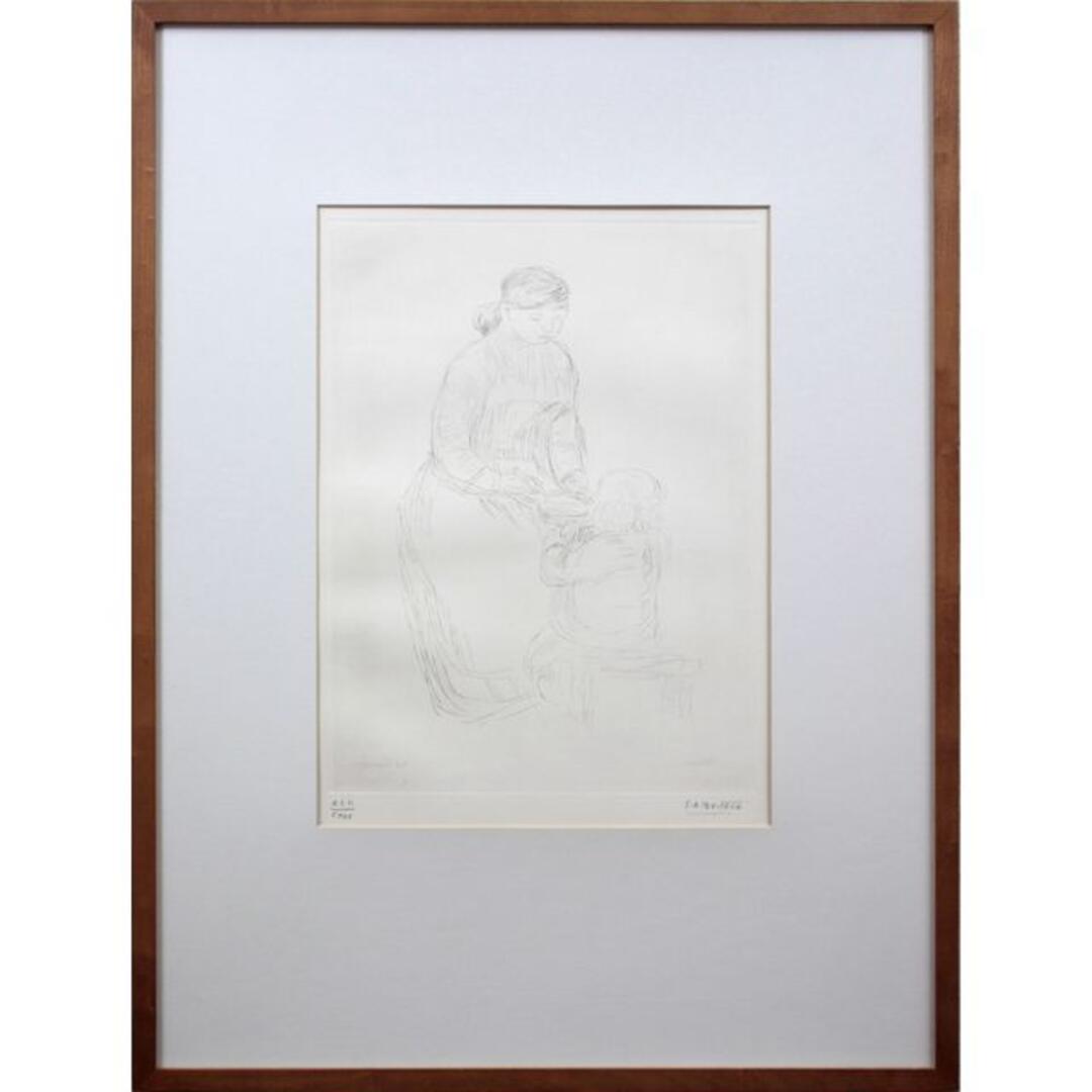 39×29cm作品サイズルノワール『母子』銅版画【真作保証】 絵画