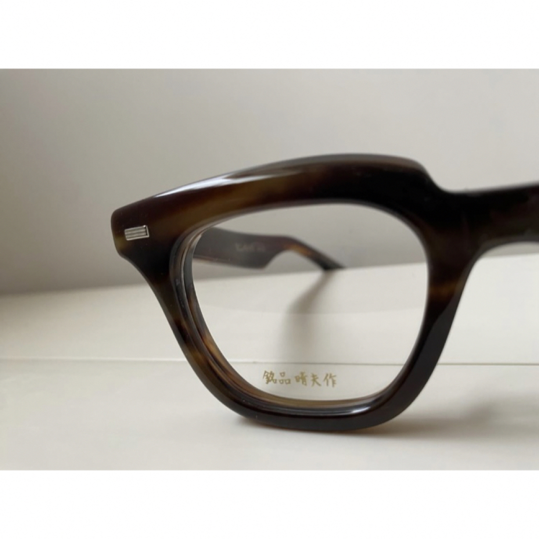 最新作 日本製 セルロイド 職人 手造り 銘品晴夫作 ME202 C.3 カーキ メンズのファッション小物(サングラス/メガネ)の商品写真