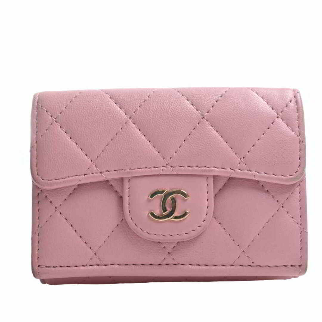 CHANEL シャネル ラムスキン マトラッセ ココマーク 三つ折り