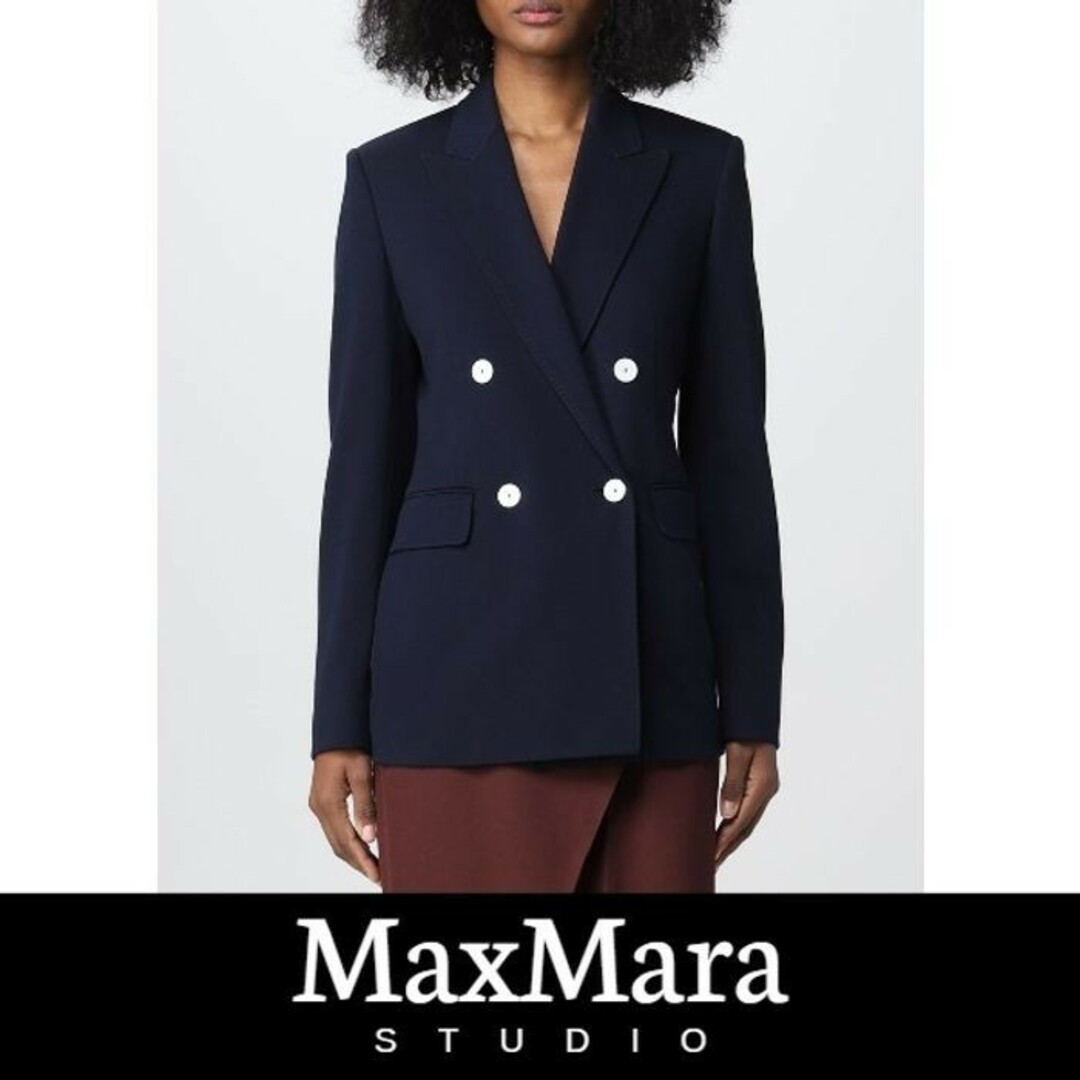 Max Mara(マックスマーラ)のMax Mara Studio ダブルブレストブレザー　ジャージージャケット レディースのジャケット/アウター(テーラードジャケット)の商品写真