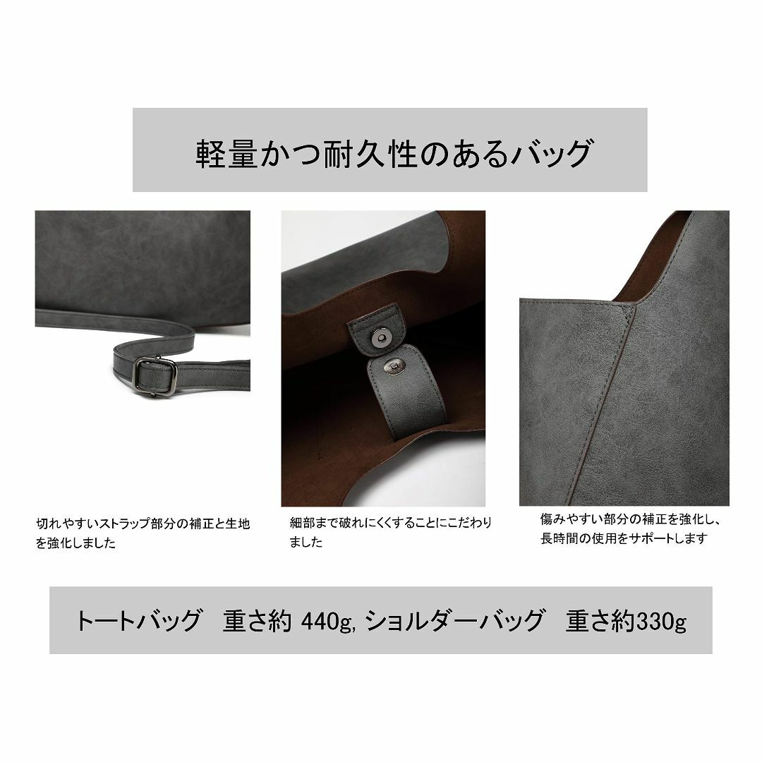 色: ダークグレー】【グッシオ ベーシック】3WAY トートバッグ x ... 【色: ダークグレー】【グッシオ ベーシック】3WAY トートバッグ x ショル