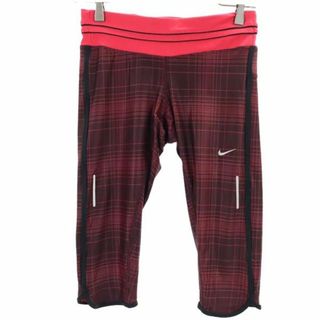 ナイキ(NIKE)のナイキ ランニング チェック柄 パンツ M ブラウン×ピンク NIKE レギンス レディース 【中古】  【230719】 メール便可(ウェア)