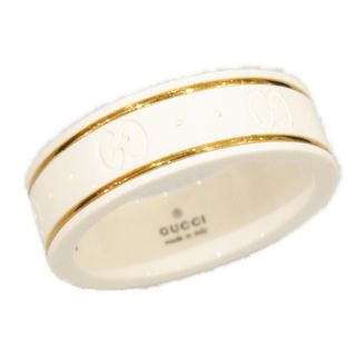 【箱あり】GUCCI　グッチ　アイコン　イエローゴールド　ホワイトジルコニアパウダーリング　325964 J85V5 8062　18KYG　19　18号　白　指輪　ジュエリー　プレゼント包装可　【中古】松前R56号店(リング(指輪))