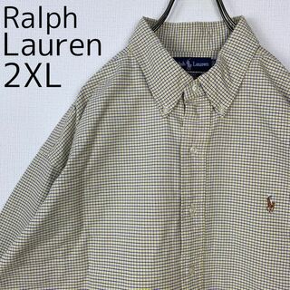 ラルフローレン BDチェックシャツ XL イエロー 黄色 刺繍ポニー ロゴ