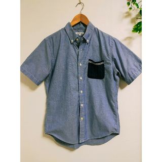 グローバルワーク(GLOBAL WORK)の値⬇⬇美品☆GLOBAL WORK ニットポケット付 半袖シャツブルーM(シャツ)