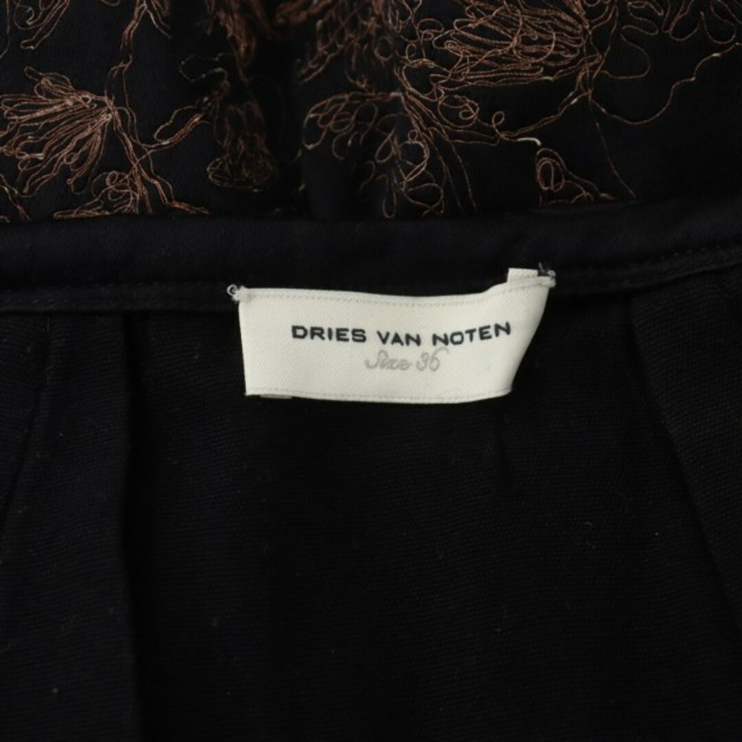 DRIES VAN NOTEN(ドリスヴァンノッテン)のドリスヴァンノッテン フレアスカート 刺繍 ひざ丈 38 S 黒 ブラック茶 レディースのスカート(ひざ丈スカート)の商品写真