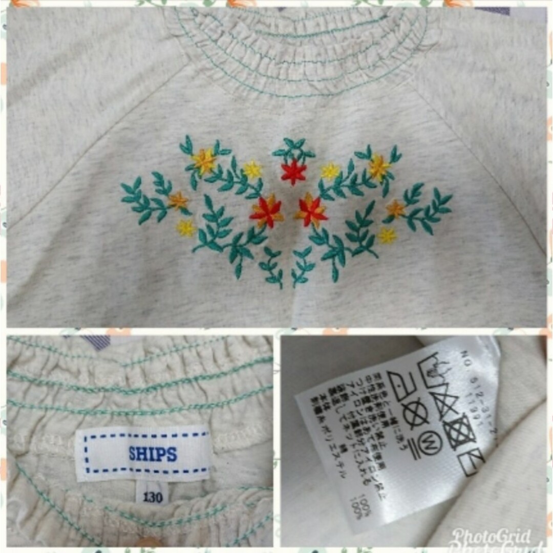 SHIPS(シップス)の美品♪SHIPS♪刺繍Tシャツ♪130サイズ♪女の子♪刺繍♪夏 キッズ/ベビー/マタニティのキッズ服女の子用(90cm~)(Tシャツ/カットソー)の商品写真