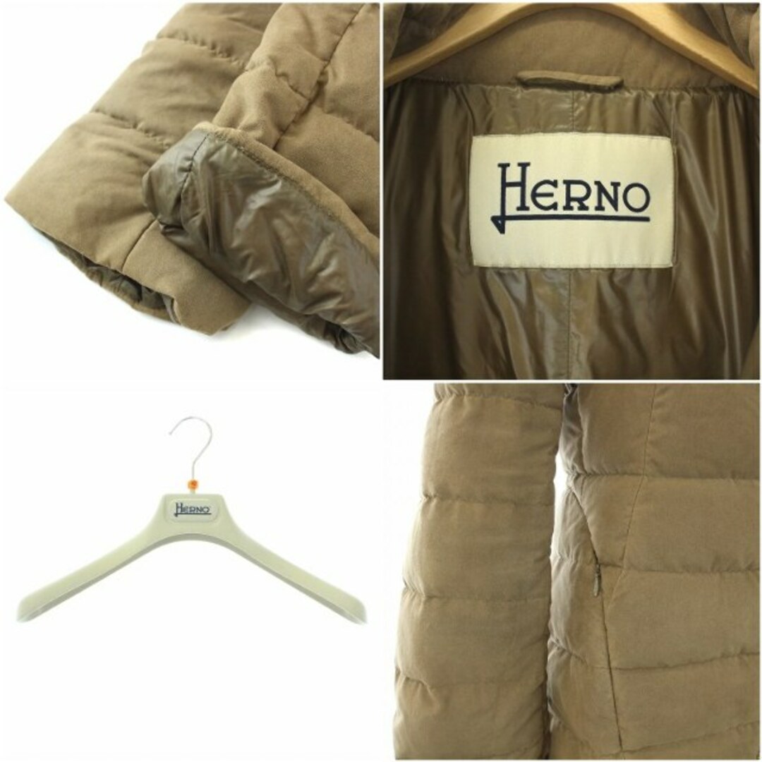 ヘルノ HERNO ダウンジャケット 半袖 42 L 茶 ブラウン