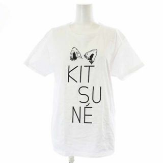 メゾンキツネ(MAISON KITSUNE')のMAISON KITSUNE Tシャツ カットソー 半袖 プリント S 白(Tシャツ(半袖/袖なし))