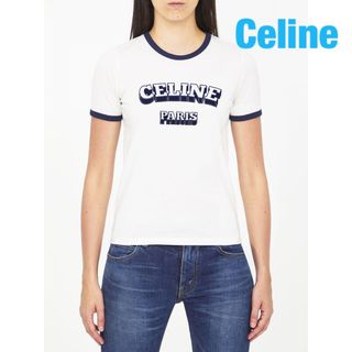 ❇️Celineセリーヌ正規23春夏新作ロゴ入ホワイトTシャツ