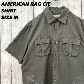 アメリカンラグシー(AMERICAN RAG CIE)のメンズ夏物古着　ARC アメリカンラグシー 半袖リネンコットンステッチ刺繍シャツ(シャツ)