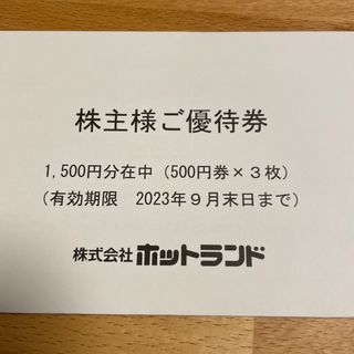 ホットランド　優待券1500円分(フード/ドリンク券)