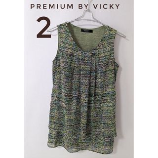 プレミアムバイビッキー(PREMIUM by VICKY)のPREMIUM BY VICKY 前タック 総柄 ノースリーブ シフォンブラウス(シャツ/ブラウス(半袖/袖なし))