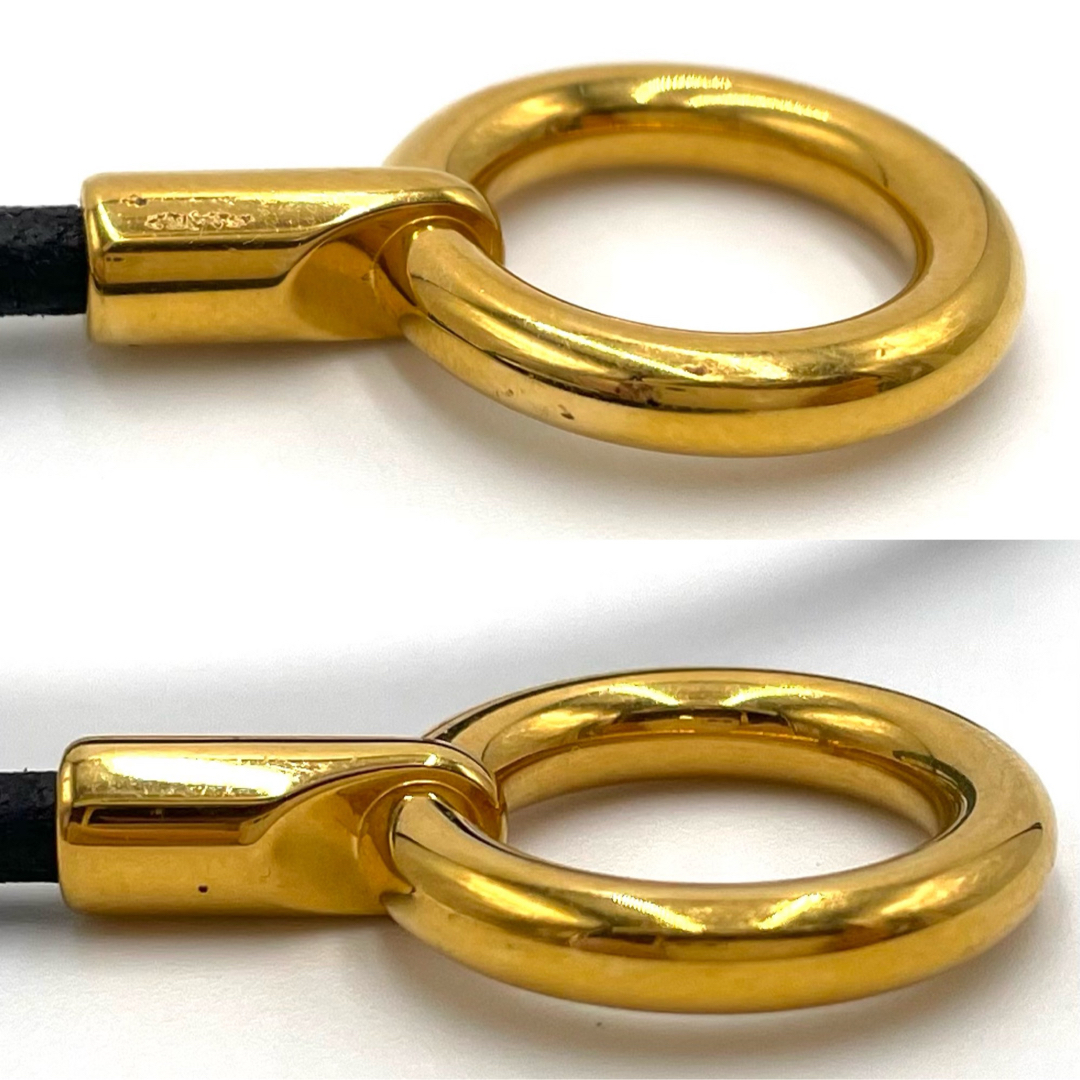エルメス レザー ブレスレット グレナン 二重巻き トグル ゴールド金具 黒