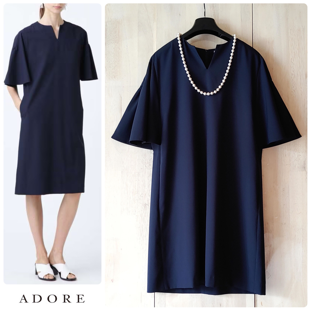 ◆幻◆ 美品 定価4.3万円 ADORE ドライジョーゼットワンピース　結婚式