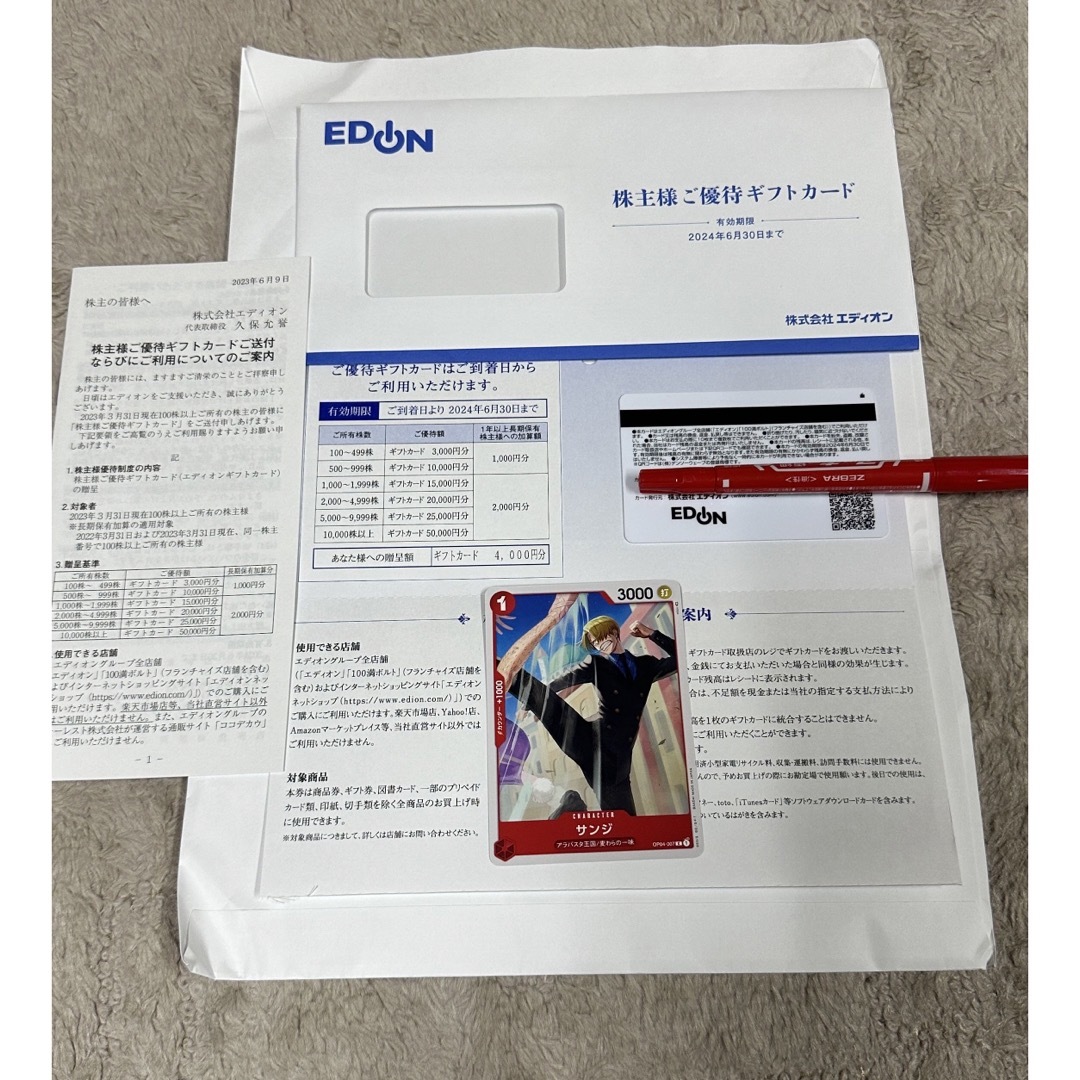EDION 株主優待カード4000円分 安心ラクマパック発送