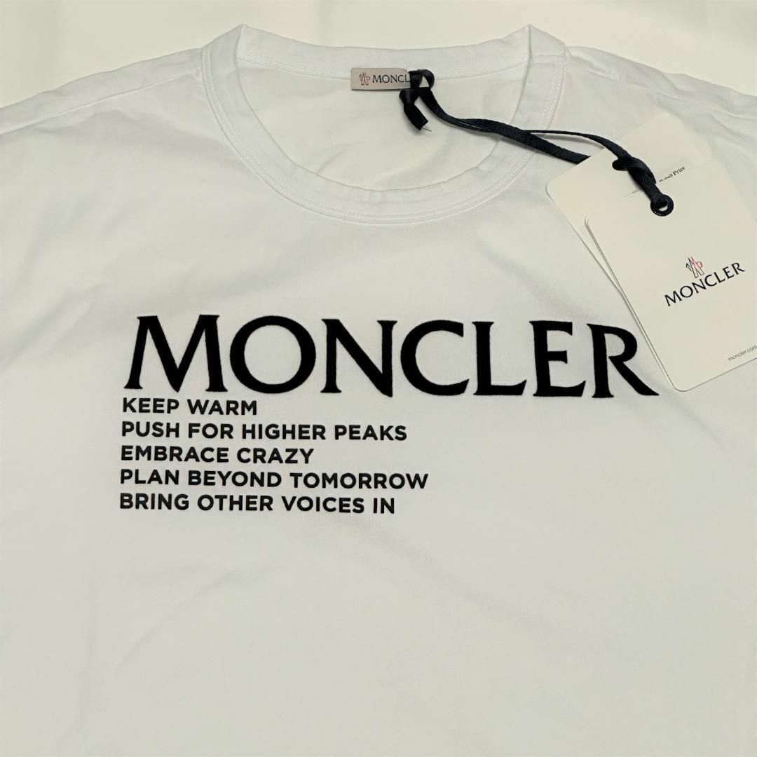 【新品 パリ直営店購入】MONCLER フェルト ロゴ Tシャツ XLサイズ 白