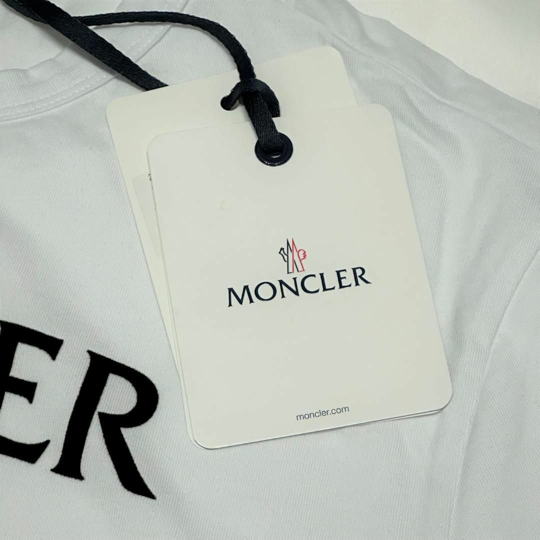 【新品 パリ直営店購入】MONCLER フェルト ロゴ Tシャツ XLサイズ 白