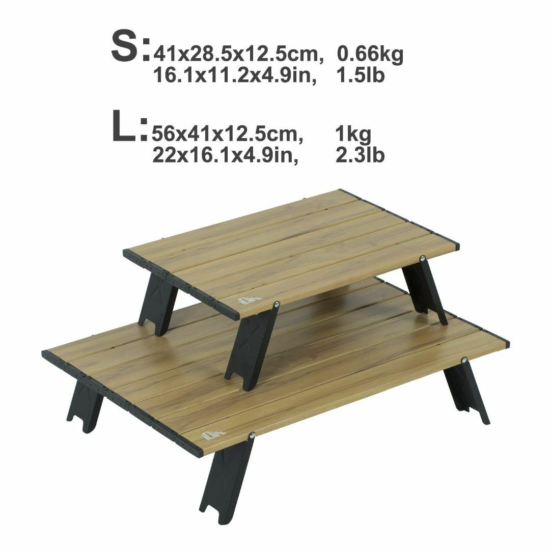 【色: Nature-L】iClimb アウトドアテーブル ミニローテーブル キ