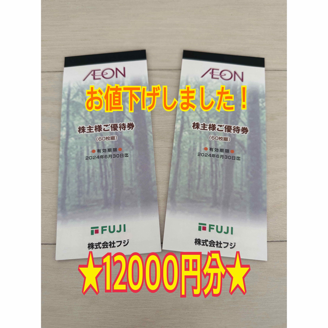 包装無料 お値下げ！フジ イオン 株主優待 12，000円分 - 優待券/割引券