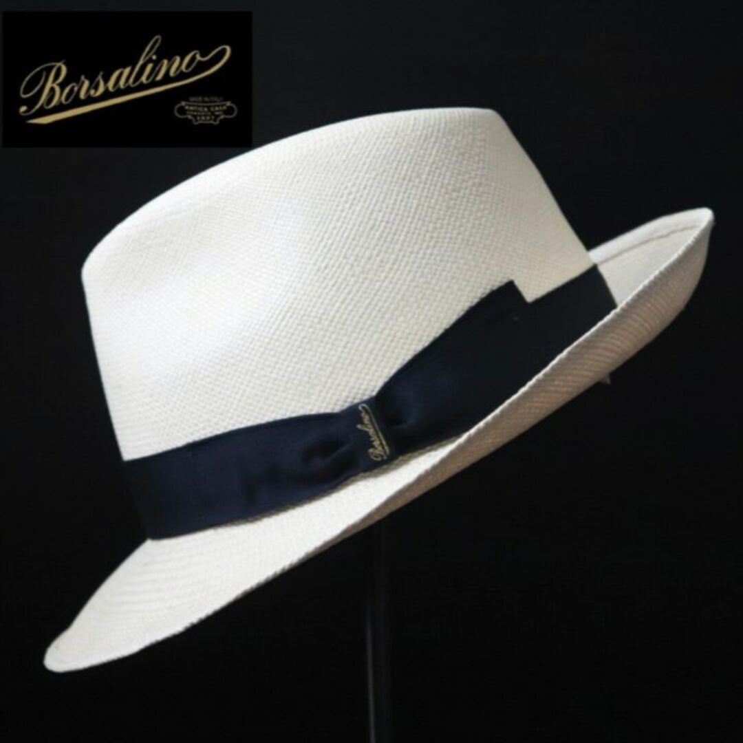 Borsalino(ボルサリーノ)の新品【ボルサリーノ】Panama Quito高級パナマハット 黒リボン 59 メンズの帽子(ハット)の商品写真