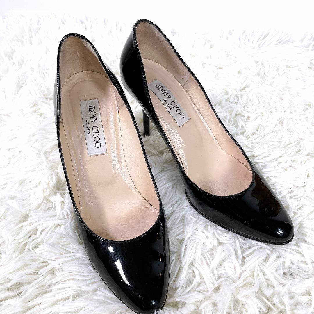 ✨美品・箱付✨ JIMMY CHOO ジミー チュウ エナメルパンプス ブラック ...