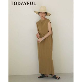 トゥデイフル(TODAYFUL)のTODAYFUL  Pencil Knit Dress オリーブ 38(ロングワンピース/マキシワンピース)