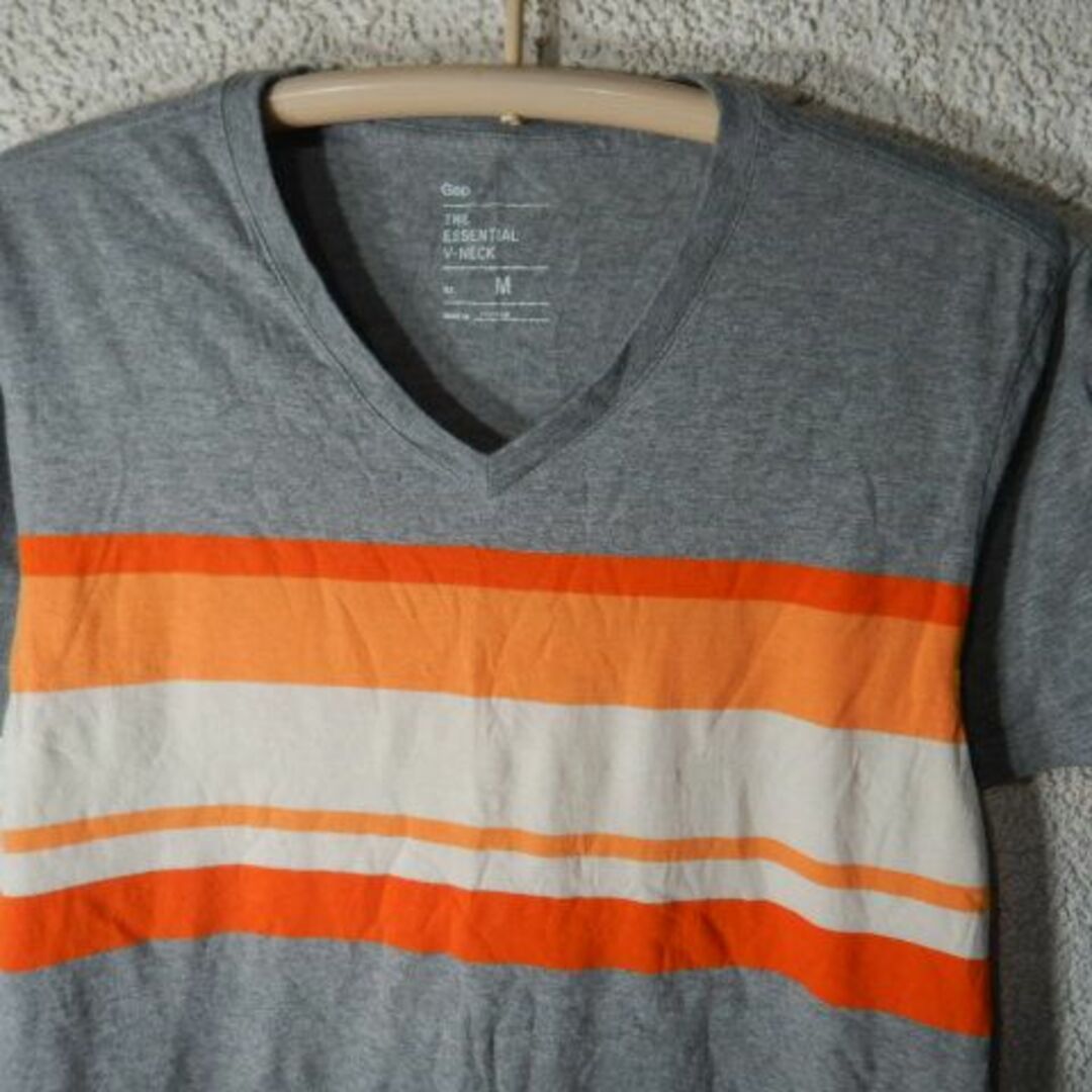 GAP(ギャップ)のo6744　Gap　ギャップ　半袖　vネック　ボーダー　デザイン　tシャツ メンズのトップス(Tシャツ/カットソー(半袖/袖なし))の商品写真