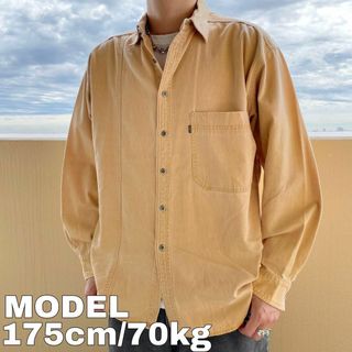 リーバイス(Levi's)のLevi's リーバイス ポケット付き無地シャツ L イエロー 黄色 香港 黒(Tシャツ/カットソー(半袖/袖なし))