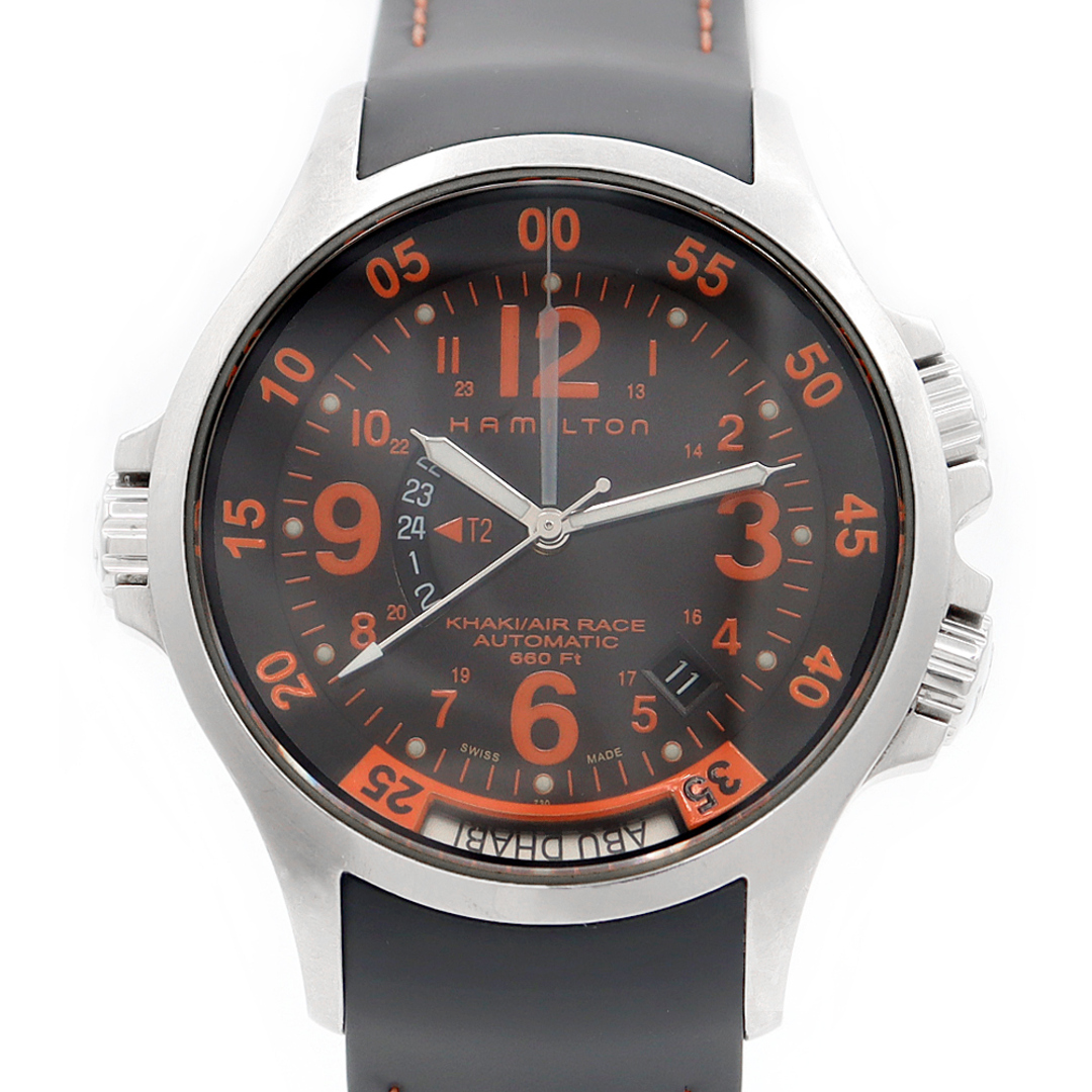 新品HAMILTON ハミルトン カーキ GMT エアレース H77665373 H776650 デイト 黒 ブラック オレンジ SS ステンレス 純正ベルト 純正尾錠 メンズ 自動巻き【6ヶ月保証】【腕時計】