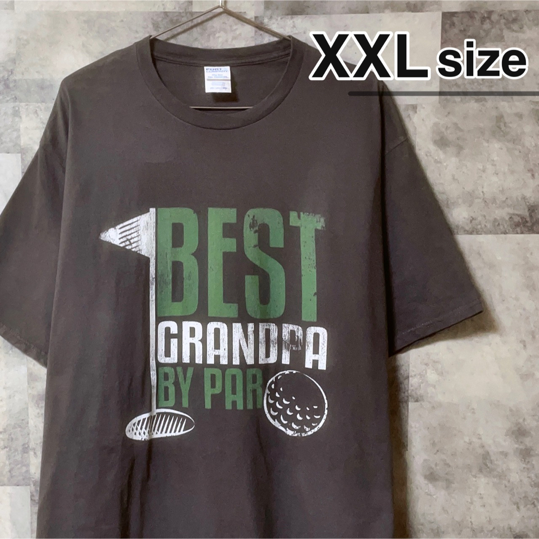 Tシャツ　XXL　グレー　プリント　ゴルフ　USA古着　ポートアンドカンパニー メンズのトップス(Tシャツ/カットソー(半袖/袖なし))の商品写真