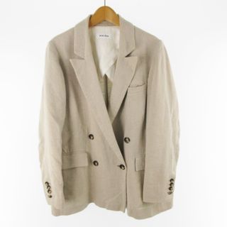 【美品】  SACRA / サクラ | 2022SS | RUSTIC LINEN JACKET フレンチ リネン ピークドラペル ダブル テーラード ジャケット | 38 | ASH BEIGE | レディース