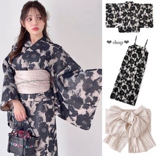 グレイル(GRL)のGRL 2Wayオーガンジー花柄セパレート浴衣 帯 セット ワンピース 完売品(浴衣)