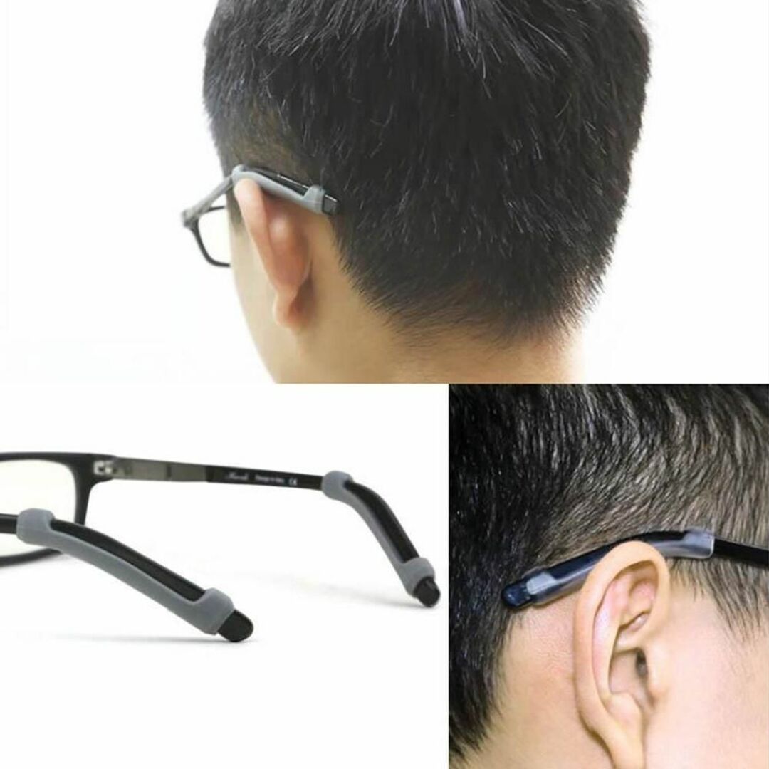 眼鏡 サングラス メガネ ずれ防止 ストッパー　2セット4点　ブラックとブラウン レディースのファッション小物(サングラス/メガネ)の商品写真