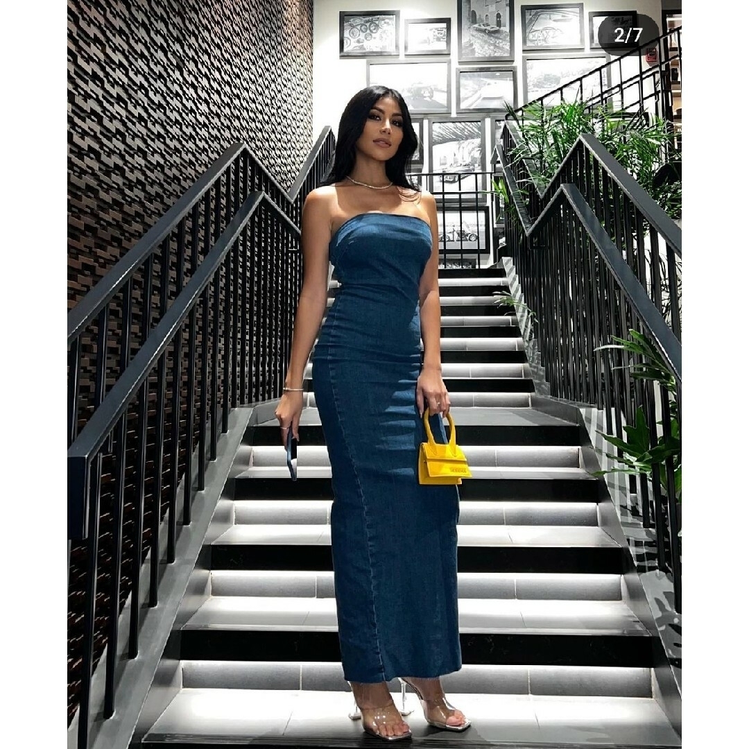 ZARA - ZARA ZW テーラード デニムワンピース Sサイズ ブルーの ZARA - ZARA ZW テーラード デニムワンピース Sサイズ ブルーの