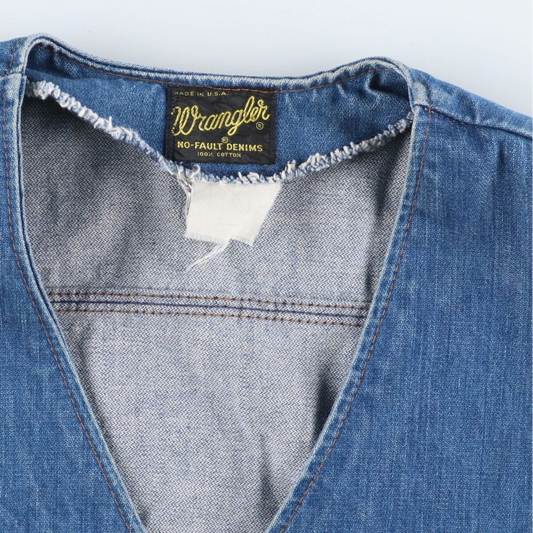 Wrangler(ラングラー)の古着 80年代 ラングラー Wrangler NO-FAULT DENIMS デニムベスト USA製 メンズL ヴィンテージ /eaa355059 メンズのトップス(ベスト)の商品写真