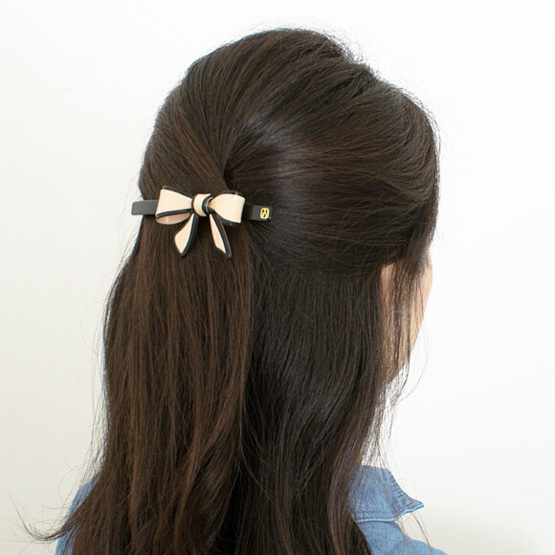 アレクサンドル ドゥ パリ ALEXANDRE DE PARIS バレッタ ライトベージュ×ブラック TENDERLY BARRETTE 10cm  AA10-12688-03 X NOIR【国内配送P】