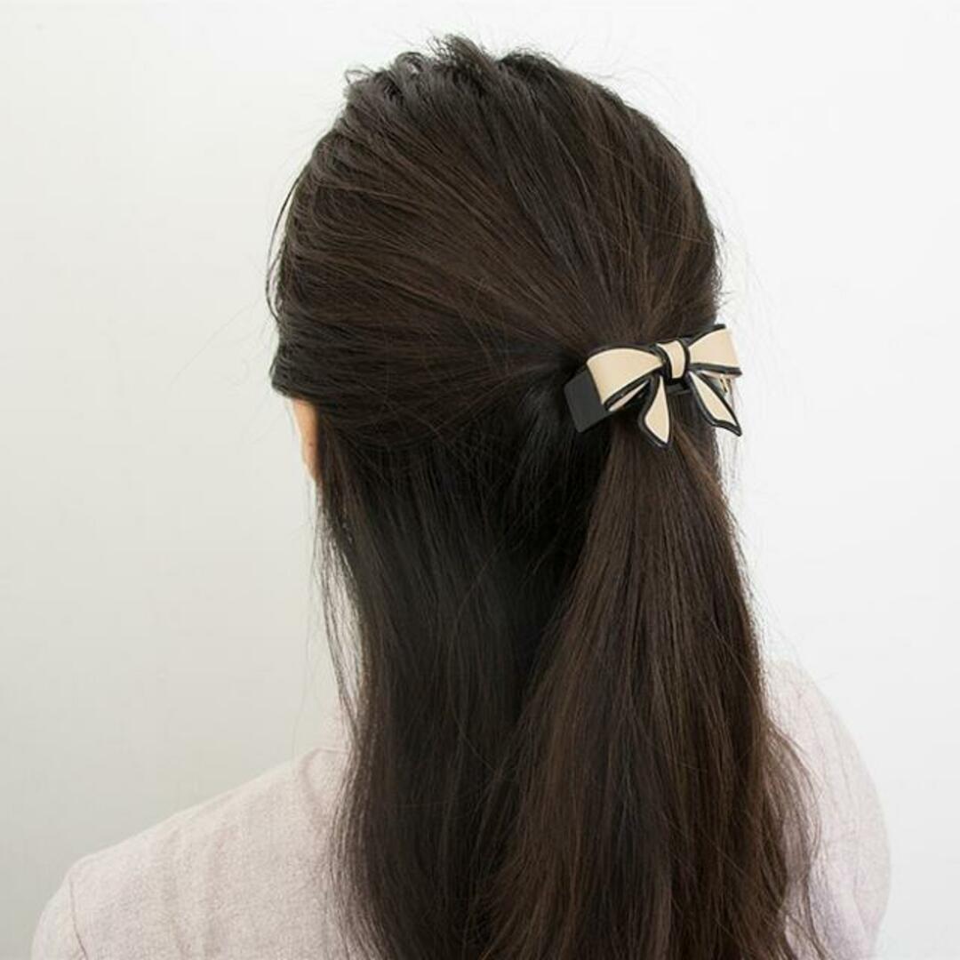 アレクサンドル ドゥ パリ ALEXANDRE DE PARIS ヘアゴム アイボリー×ブラック TENDERLY PONY APY-12688-08 X NOIR【国内配送P】 新品 アレクサンドルドゥパリ リボン ポニー ヘアゴム ベージュ 黒