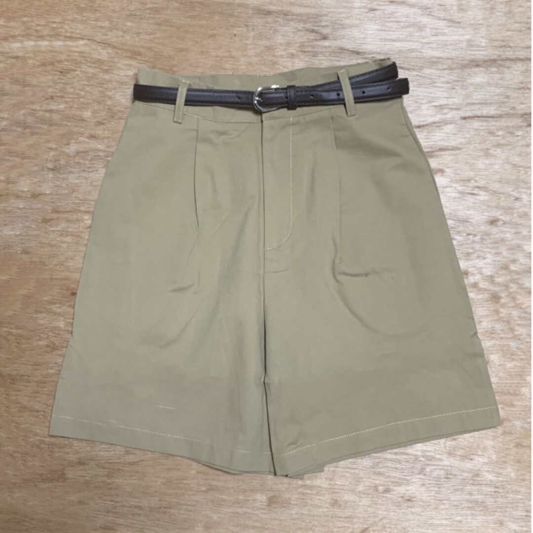 チノ ハーフパンツ ベージュ S ベルト 付き ショートパンツ 無地 綺麗 美品