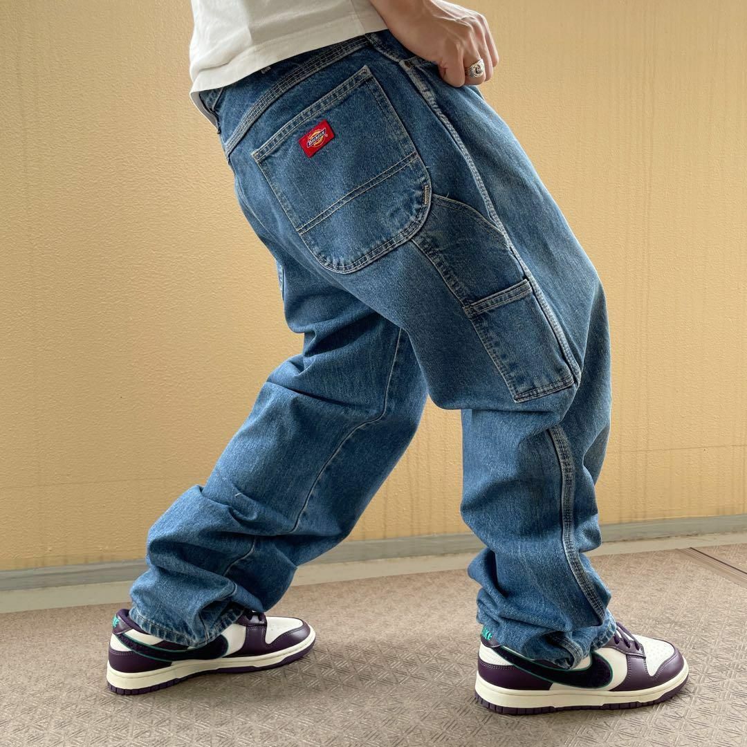 W38 DICKIES ディッキーズ ワイドペインターパンツ バギー ブルー 青