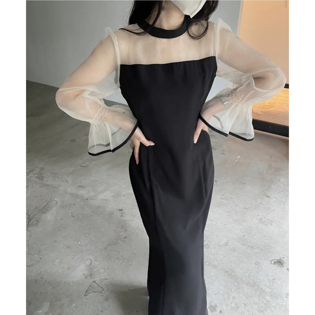 nairo スタンドカラーマーメイドドレス ブラック